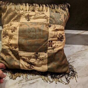 Borgata Pillow Beautiful Brown and Gold Brown Bead Trim